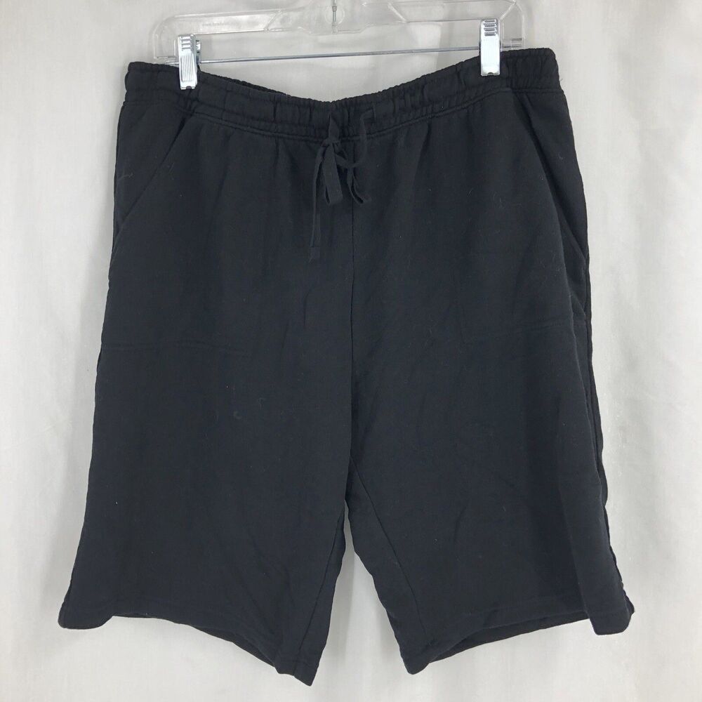 Caslon Caslon Tie Waist Drawstring City Shorts Fleece Black CN448669MI Large